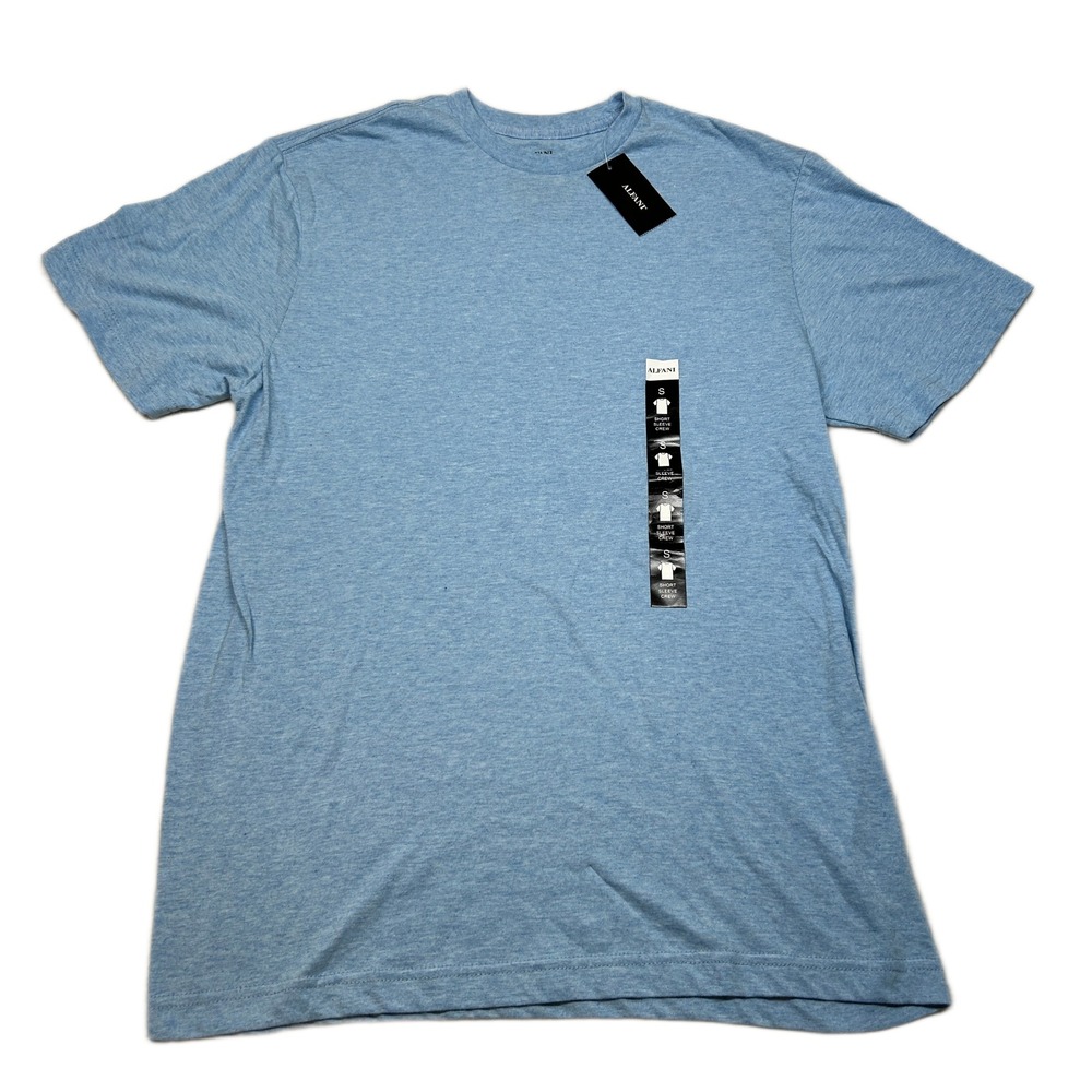 Alfani Crew Neck T-Shirt Mens‎ Small Heather Blue Knit Short Sleeve NEW